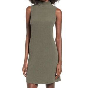 Madison & Berkeley Olive Green Mock Neck Sleeveless Ribbed Dress M